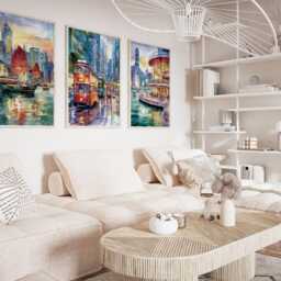Hong Kong China Poster Set Of 3, Vintage Inspired City Skyline Wall Art, Neutral Asian Travel Prints - thumbnail 3