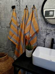 Striped Linen Bath Sheet, Stonewashed Hand/Bath Towel