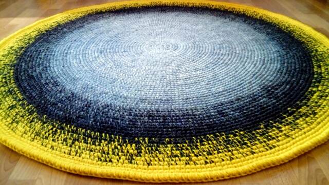 Handmade Wool Round Rug Modern Crochet Carpet, Custom Colors - image 1