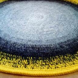 Handmade Wool Round Rug Modern Crochet Carpet, Custom Colors - thumbnail 2