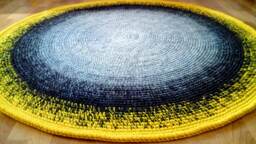Handmade Wool Round Rug Modern Crochet Carpet, Custom Colors - thumbnail 1