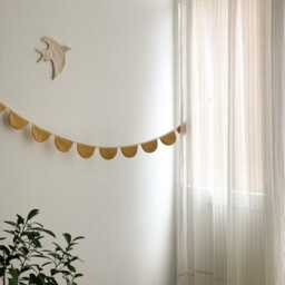 Handmade White Swallow Wall Decor - Organic Cotton & Natural Linen Nursery Or Kids Room Decoration Neutral Baby Gift - thumbnail 2