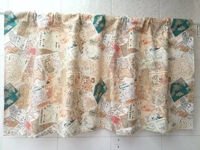 Cafe Curtain Window Valance/Window Treatment Topper/Kitchen/Bathroom/Kids Nursery Living Room Panel-World Map Aviation, Free Gift - image 1