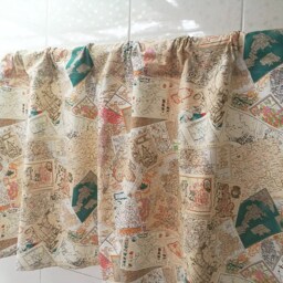 Cafe Curtain Window Valance/Window Treatment Topper/Kitchen/Bathroom/Kids Nursery Living Room Panel-World Map Aviation, Free Gift - thumbnail 2