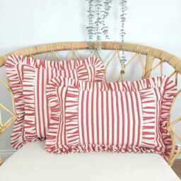 Bohemian Linen Striped Pillow Cover With Frill Edges - thumbnail 2