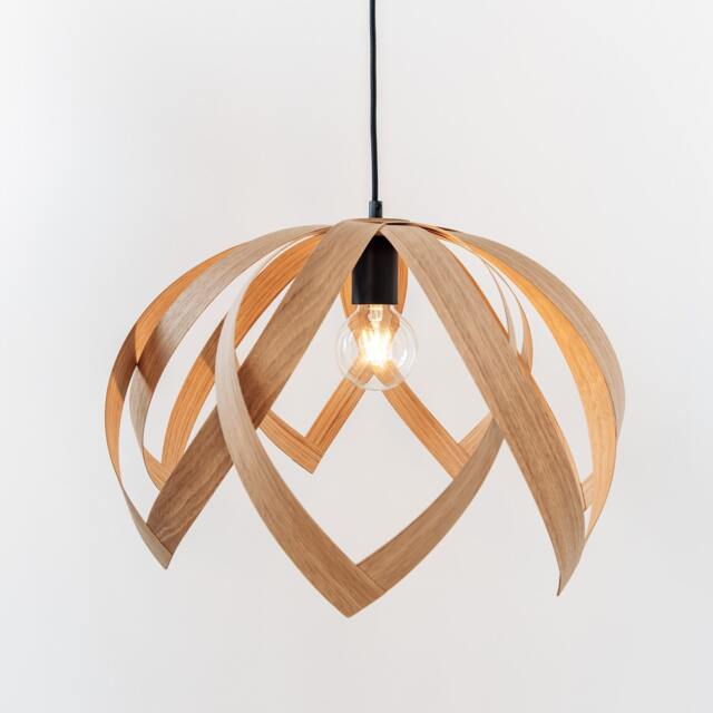 Wooden Pendant Lamp Skaed - Oak Wood Handmade Scandinavian Design - image 1