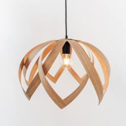 Wooden Pendant Lamp Skaed - Oak Wood Handmade Scandinavian Design - thumbnail 1