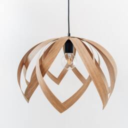 Wooden Pendant Lamp Skaed - Oak Wood Handmade Scandinavian Design - thumbnail 3