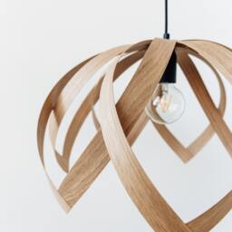 Wooden Pendant Lamp Skaed - Oak Wood Handmade Scandinavian Design - thumbnail 2