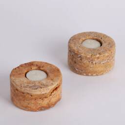 Handmade Travertine Candlestick Unique Stone Candle Holder - thumbnail 3