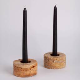 Handmade Travertine Candlestick Unique Stone Candle Holder - thumbnail 2