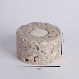 Handmade Travertine Candlestick Unique Stone Candle Holder - thumbnail 4