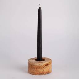 Handmade Travertine Candlestick Unique Stone Candle Holder - thumbnail 1