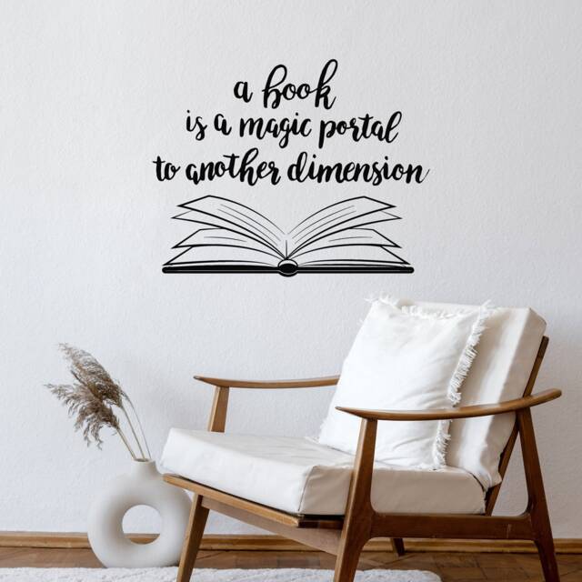 Open Book Quote Vinyl Wall Decal Library Home Interior Reading Corner Decor Art Stickers Mural - 2869Di - image 1