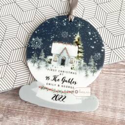 Personalised 1st Christmas New Home House First At Address Acrylic Snowglobe Ornament Keepsake Housewarming Gift Moving In - thumbnail 2