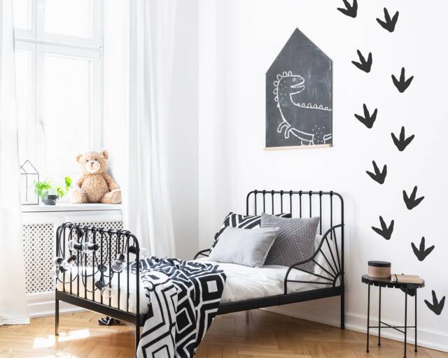Dinosaur Footprint Decals - Kids Room Wall Stickers, Decor, Modern Minimalist Art, Unique Nursery Decor - image 1