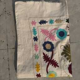Hand Embroidered Cotton Suzani Quilt - Vibrant Boho Throw Blanket - thumbnail 4