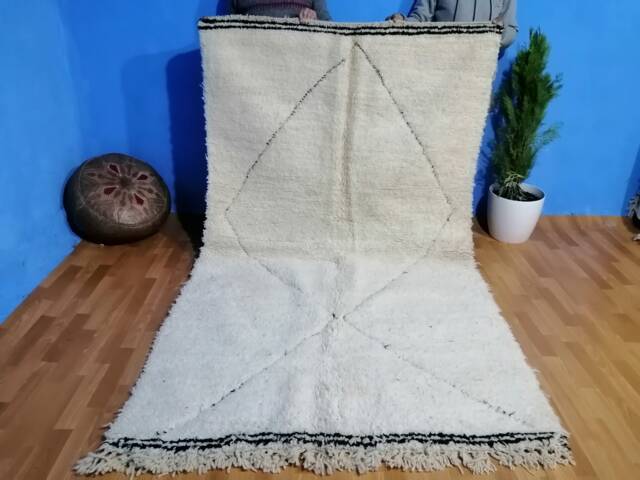 Authentic Beni Ourain Rug Moroccan Wool, White & Black, Custom Rug - image 1