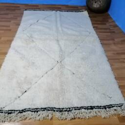 Authentic Beni Ourain Rug Moroccan Wool, White & Black, Custom Rug - thumbnail 2