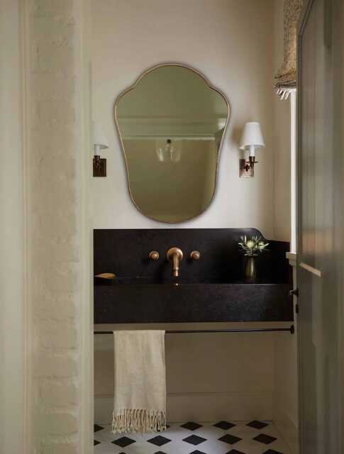 Bathroom Mirror - Italian Style Shield Wall Brass Mirrors , Vanity - image 1