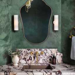 Bathroom Mirror - Italian Style Shield Wall Brass Mirrors , Vanity - thumbnail 3