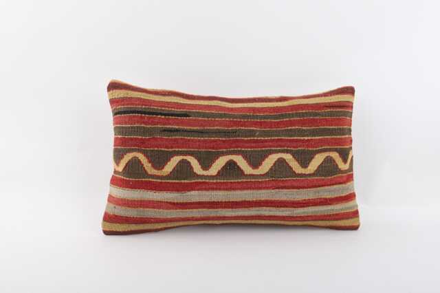 Handwoven Anatolian Kilim Pillow Cover Vintage Turkish Wool, 12x20 - image 1