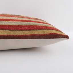 Handwoven Anatolian Kilim Pillow Cover Vintage Turkish Wool, 12x20 - thumbnail 4