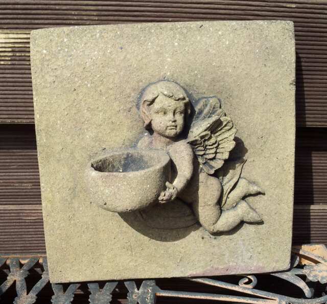Tealight Angel Candle Relief Mural Art Sandstone Antique Look X 25 - image 1