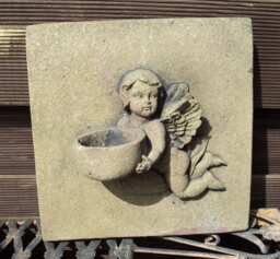 Tealight Angel Candle Relief Mural Art Sandstone Antique Look X 25 - thumbnail 1