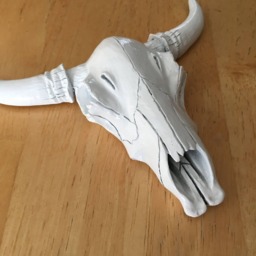 Small White Cow Skull Wall Decor - Cake Topper Gallery Art Faux Taxidermy - thumbnail 2