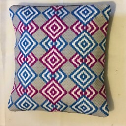 Op Art Needlepoint Cushion Geometric Bargello Throw Pillow - 17x17In - thumbnail 3
