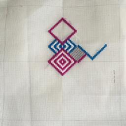 Op Art Needlepoint Cushion Geometric Bargello Throw Pillow - 17x17In - thumbnail 4