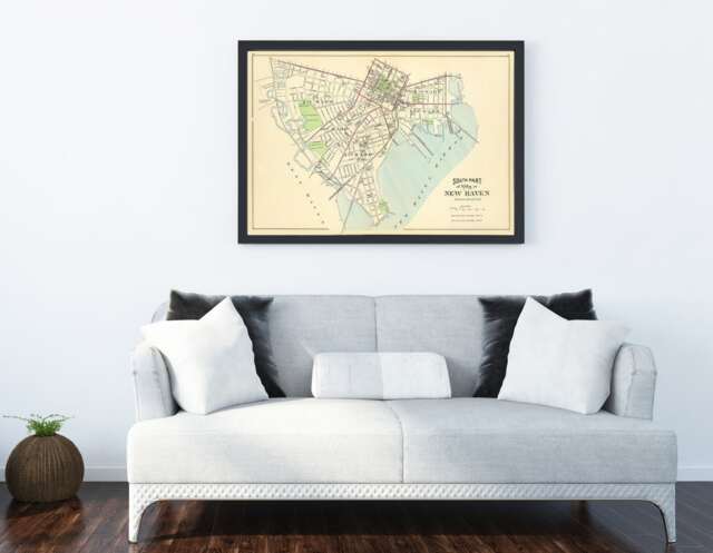 Antique Map Print South New Haven City, Vintage Style - Photo, Matte, Or Canvas - image 1