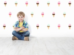 Ice Cream Cone Wall Decals, Vinyl Repositionable & Reusable, Fabric Paper