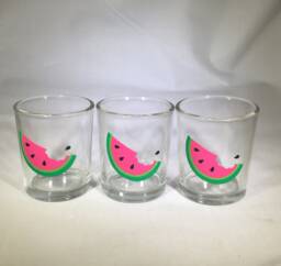 Watermelon Slice Votive Holders - Set Of 3 Summer Glass Candle
