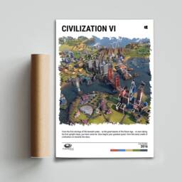 Civ 6 - 2016 Poster - Video Game Wall Art Print Gaming Gift A5-A4-A3-A2-A1 Unframed Canvas For Frame Or Hanger - thumbnail 3