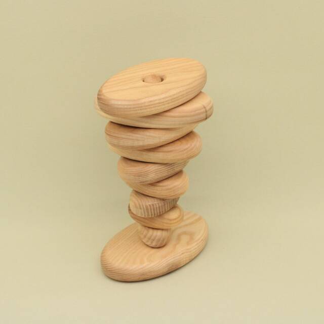 Handmade Wooden Stacking Toy, Montessori Oval Pyramid - image 1