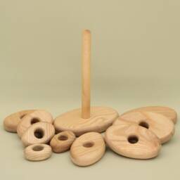 Handmade Wooden Stacking Toy, Montessori Oval Pyramid - thumbnail 2