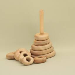 Handmade Wooden Stacking Toy, Montessori Oval Pyramid - thumbnail 4