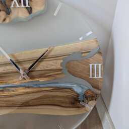 Epoxy Resin Wall Clock Large Transparent Wood Decor - thumbnail 3
