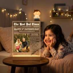 Personalized First Father's Day Led Night Light, Gift From Kids, New Dad Gift, Best Ever Keepsake - thumbnail 3