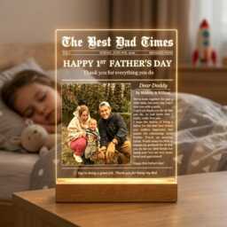 Personalized First Father's Day Led Night Light, Gift From Kids, New Dad Gift, Best Ever Keepsake - thumbnail 2