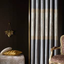 Custom Brick Color Gold Curtain Luxury Navy Beige Drape - thumbnail 4
