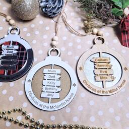 Personalised Christmas Sign Post Bauble, Custom Tree Decor - thumbnail 2