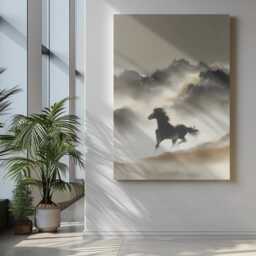 Minimalist Ink Wash Horse Art Print Soft Neutrals Serene Wild Landscape - thumbnail 3
