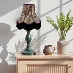 stunning Handmade Lynx Animal Print Lampshade With Black Fringe, Made in The UK - Animal Fabric Lamp Shades - thumbnail 2
