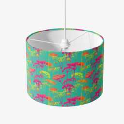 Bright Green Pink Cow Parsley Print Velvet Lampshade 25cm 30cm 35cm 40cm 45cm - Drum Lamp Shade Handmade Home Decor Ceiling Floral - thumbnail 3