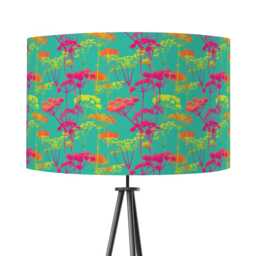 Bright Green Pink Cow Parsley Print Velvet Lampshade 25cm 30cm 35cm 40cm 45cm - Drum Lamp Shade Handmade Home Decor Ceiling Floral