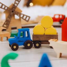 Custom Toy Tractor. Toddler Pretend Play. 2 Year Old Boy Gift Personalized. Wooden Farm Animals. Handmade Kids Toys. First Christmas Gift