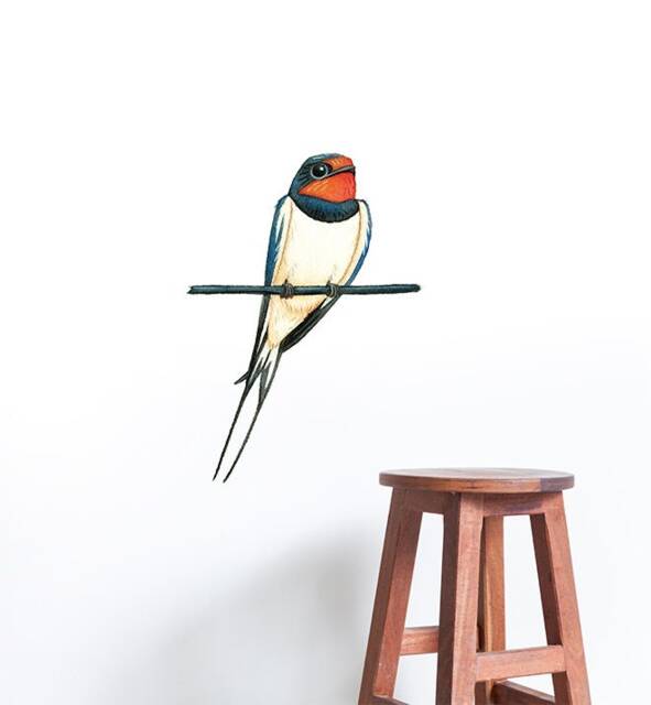 Barn Swallow Bird On Branch Wall Sticker Decal - Dogs & Pets Stickers, Art, Decals, Kids Animals Decals